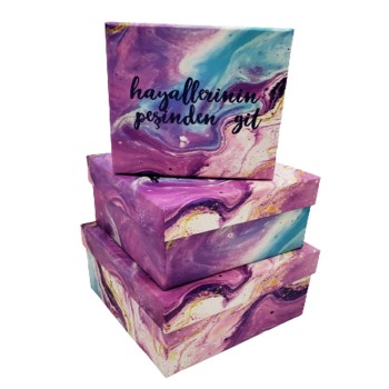 Hayallerinin Peşinden Git Tasarımlı Hediye Kutusu 3 Lü Set