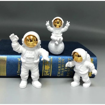 3 Lü Dekoratif Astronot Biblo Orta Boy