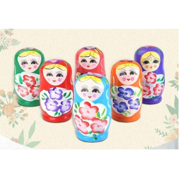 Ahşap Matruşka Bebek 5 Li Set