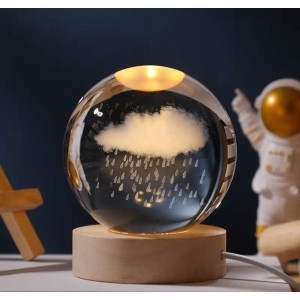 Bulut Ve Yağmur Renk Değiştiren Işıklı Cam Küre 6Cm
