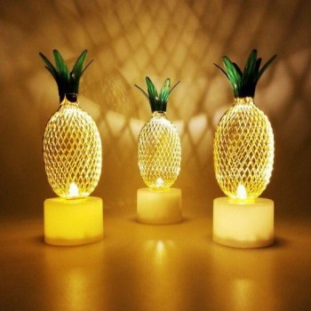 Dekoratif Ananas Tasarımlı Pilli Led Lamba 3 Lu