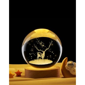 Geyik Renk Değiştiren Işıklı Cam Küre 6Cm