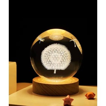 Karahindiba Renk Değiştiren Işıklı Cam Küre 8Cm