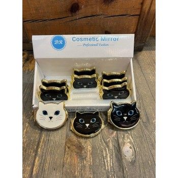 Kedi Desenli Gold Cep Aynası 12 Adet