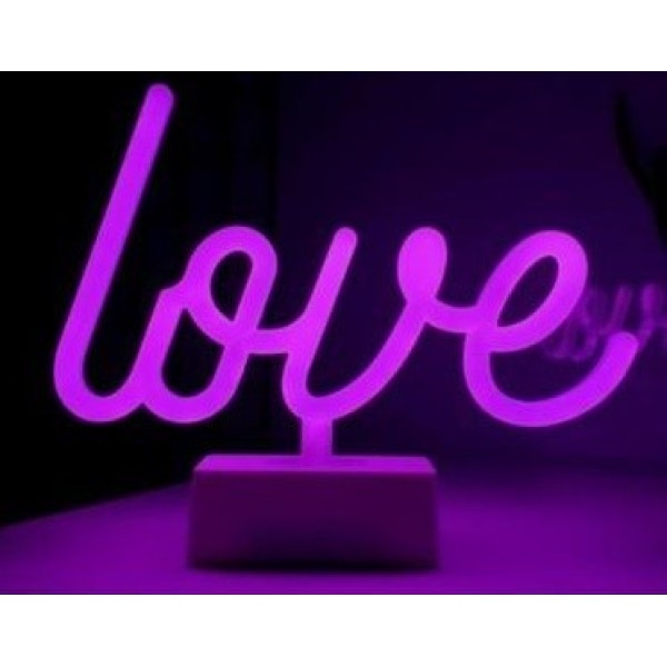 Love Yazılı Pembe Neon Led Gece Lambası