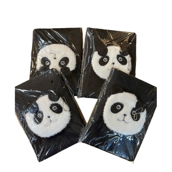 Panda Desenli Tüylü Cüzdanlı Defter