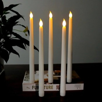 Pilli Şamdan Mum Beyaz 12 Adet 28Cm