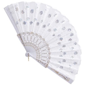 Pullu Plastik Yelpaze Beyaz 12 Adet