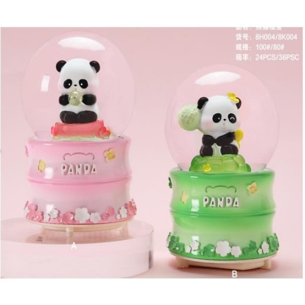 Sevimli Panda Işıklı Müzikli Püskürtmeli Büyük Boy Kar Küresi