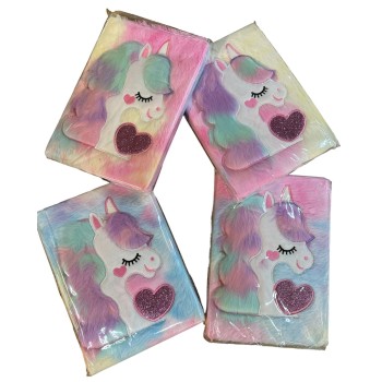 Unicorn Desenli Tüylü Defter