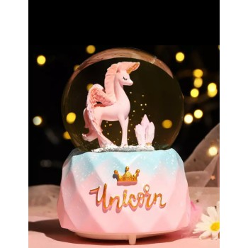 Unicorn Temalı Işıklı Müzikli Orta Boy Kar Küresi