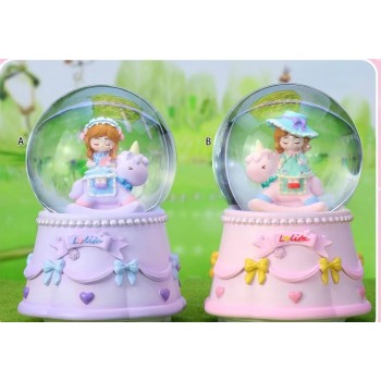 Unicorn Üzerindeki Kız Işıklı Müzikli Püskürtmeli Büyük Boy Kar K..