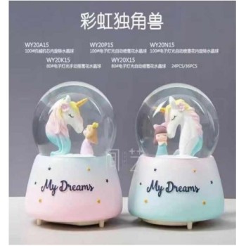 Unicorn Ve Sevimli Kız Işıklı Müzikli Püskürtmeli Büyük Boy Kar K..