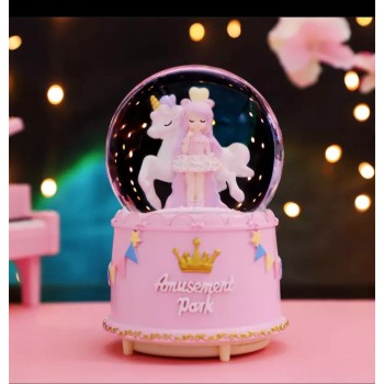 Unicorn Ve Sevimli Kız Işıklı Müzikli Püskürtmeli Büyük Boy Kar K..
