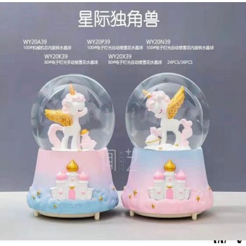 Yavru Unicorn Temalı Işıklı Müzikli Orta Boy Kar Küresi