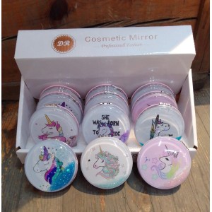 Yuvarlak Sulu Unicorn Temalı Cep Aynası