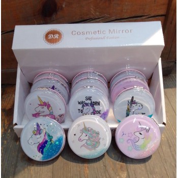 Yuvarlak Sulu Unicorn Temalı Cep Aynası