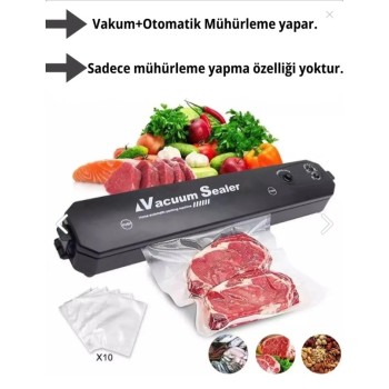 Vacuum Sealer Gıda Vakum Ve Mühürleme Makinesi (10 Plastik Poşet ..