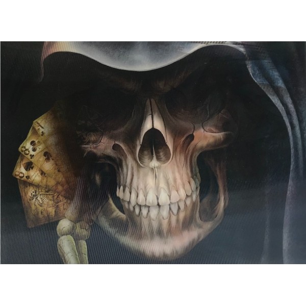 3 Boyutlu Resim 3 Farklı Resim Değişenli Kurukafa Kafatası Tablosu 30X40 Cm