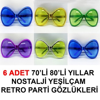 70Li 80Li Yıllar Nostalji Yeşilçam Retro Parti Gözlükleri 6 Adet
