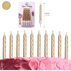 Altın Gold Renk Doğum Günü Evlilik Yıldönümü Pasta Mumları 10 Ade..