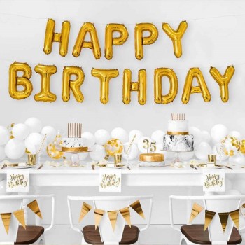 Altın Renk Happy Birthday Folyo Doğum Günü Balonu 35 Cm