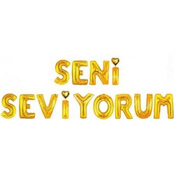 Altın Renk Seni Seviyorum Folyo Balon 35 Cm