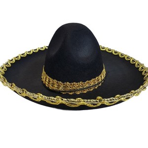 Altın Renk Şeritli Meksika Mariachi Latin Şapkası 55 Cm Çocuk