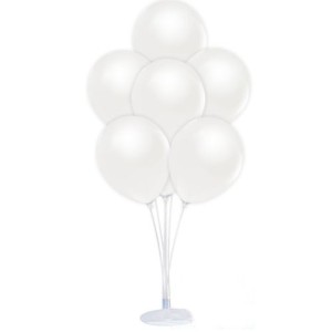 Balon Standı Ve 10 Adet Sedefli Metalik Beyaz Balon Seti