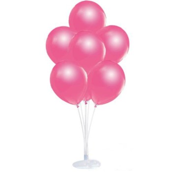 Balon Standı Ve 10 Adet Sedefli Metalik Fuşya Balon Seti