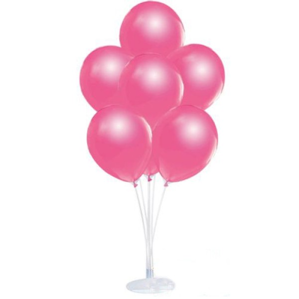Balon Standı Ve 10 Adet Sedefli Metalik Fuşya Balon Seti
