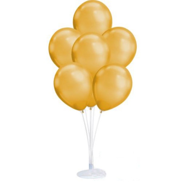 Balon Standı Ve 10 Adet Sedefli Metalik Gold Balon Seti
