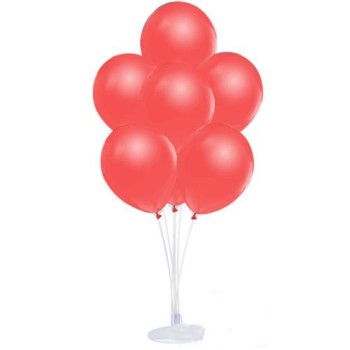 Balon Standı Ve 10 Adet Sedefli Metalik Kırmızı Balon Seti