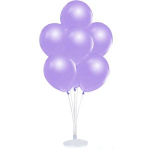 Balon Standı Ve 10 Adet Sedefli Metalik Lila Balon Seti