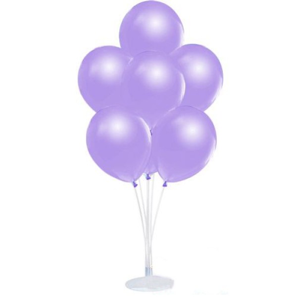 Balon Standı Ve 10 Adet Sedefli Metalik Lila Balon Seti