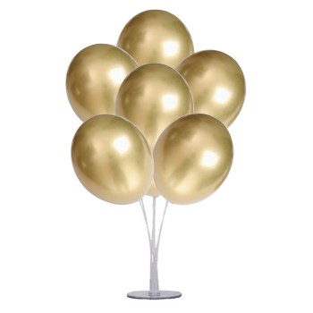 Balon Standı Ve 7 Adet Altın Renk Krom Balon Seti