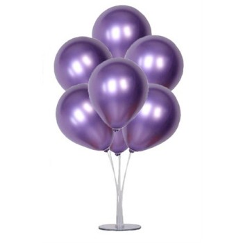 Balon Standı Ve 7 Adet Lila Renk Krom Balon Seti
