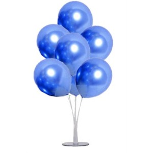 Balon Standı Ve 7 Adet Mavi Renk Krom Balon Seti