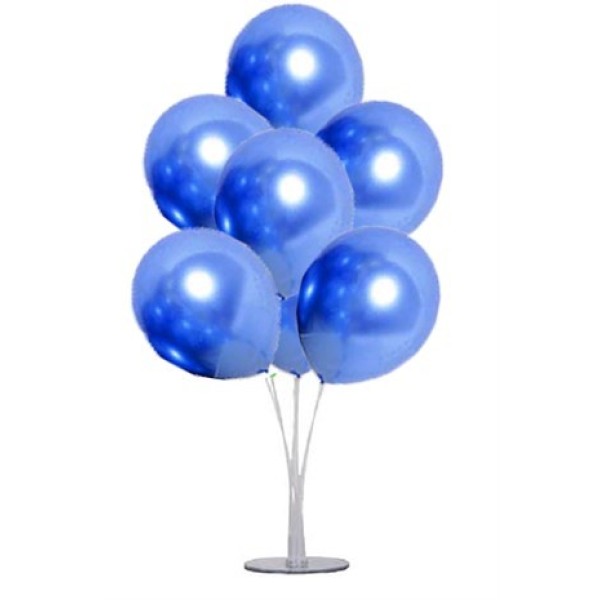Balon Standı Ve 7 Adet Mavi Renk Krom Balon Seti