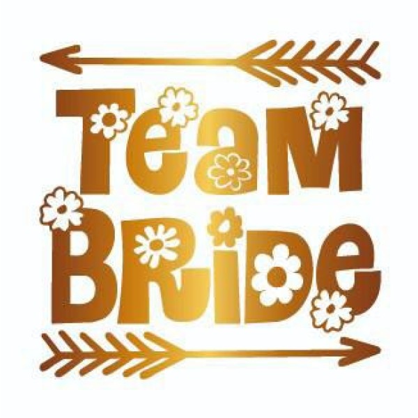 Bekarlığa Veda Partisi Papatya Desenli Team Bride Dövmesi Altın Renk