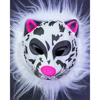 Beyaz Peluş Saçlı Kırılmaz Yumuşak Tiger Kaplan Maskesi 22X19 Cm