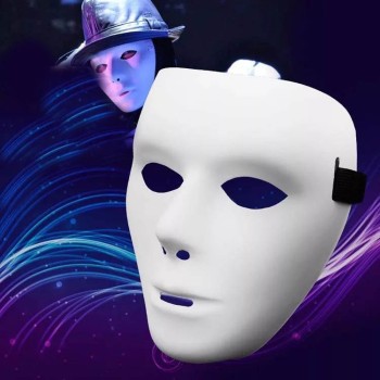 Beyaz Renk Hip Hop Anonim Jabbawockeez Maskesi 18X15 Cm