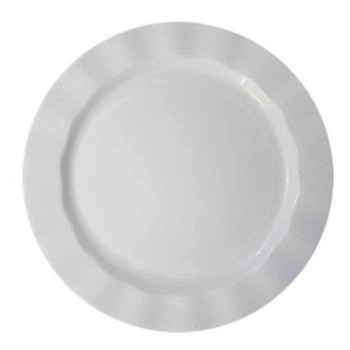 Beyaz Renk Lüks Plastik Mika Yuvarlak Tabak 26 Cm 6 Adet