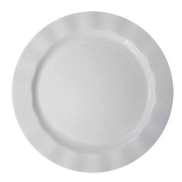 Beyaz Renk Lüks Plastik Mika Yuvarlak Tabak 26 Cm 6 Adet