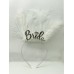 Beyaz Tüylü İthal Gümüş Renk Bride Gelin Tacı 25X20 Cm