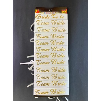 Bride To Be Bileklik - Team Bride Bileklik - Beyaz Üzeri Metalize..