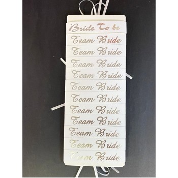 Bride To Be Bileklik - Team Bride Bileklik - Beyaz Üzeri Metalize..