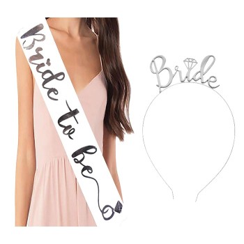 Bride To Be Gelin Kuşağı Ve Bride To Be Metal Taç Seti Gümüş Renk
