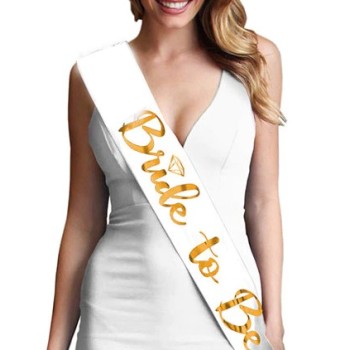 Bride To Be Saten Kuşak Beyaz Üzeri Metalize Altın Yazılı 160X9.5..