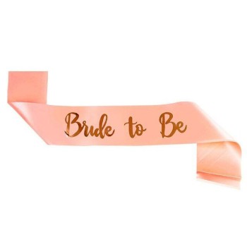 Bride To Be Saten Kuşak Pembe Üzeri Metalize Altın Yazılı 160X9.5..
